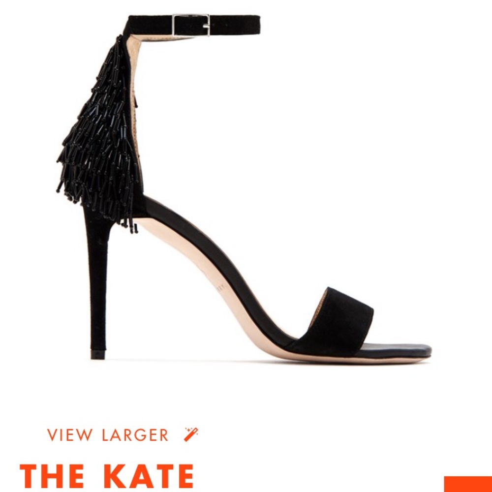 Katy Perry The Kate: black strappy sandal w/fringe